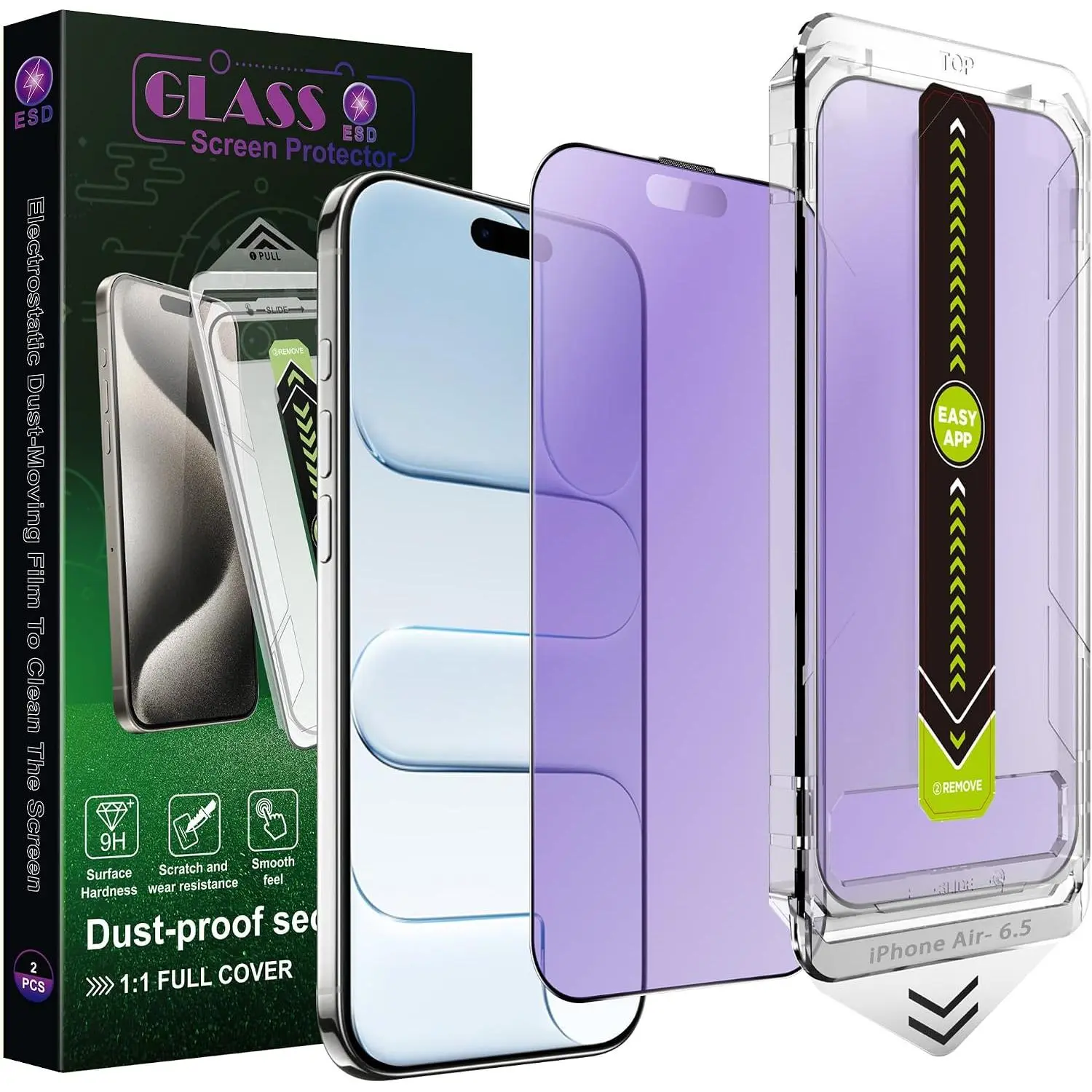 2-Pack Anti Blue Light Blocking Matte Screen Protector for  Air (6.5-Inch),Anti-Glare,9H Tempered Glass,Full Coverage,Anti-Fingerprint,Auto Dust Removal,Bubble-Free