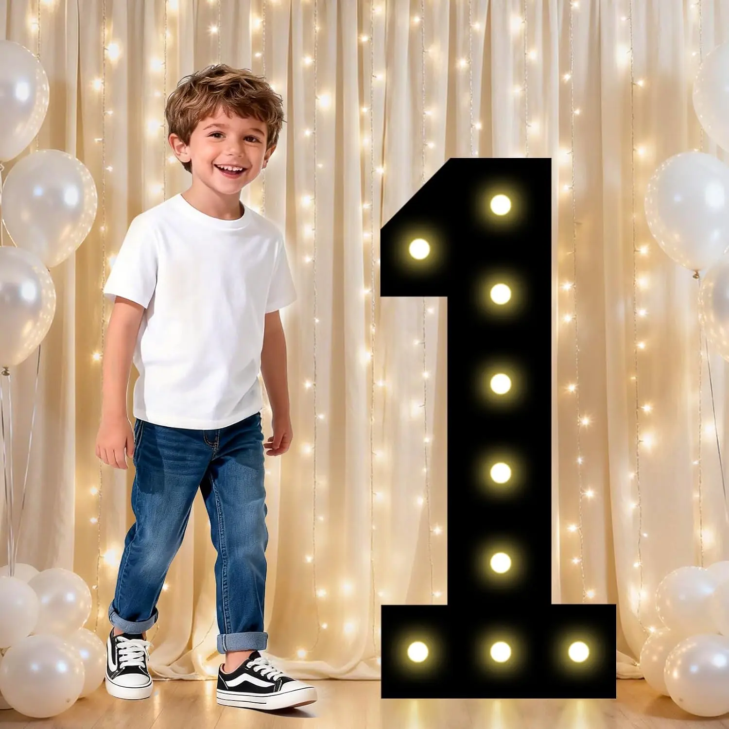 1st Birthday Decorations for Boys, 2.4FT Light Up Numbers| Marquee Numbers Black Decorations, Large Lighted Number Gifts for Boys 1st 10th Anniversary Decoration Backdrop