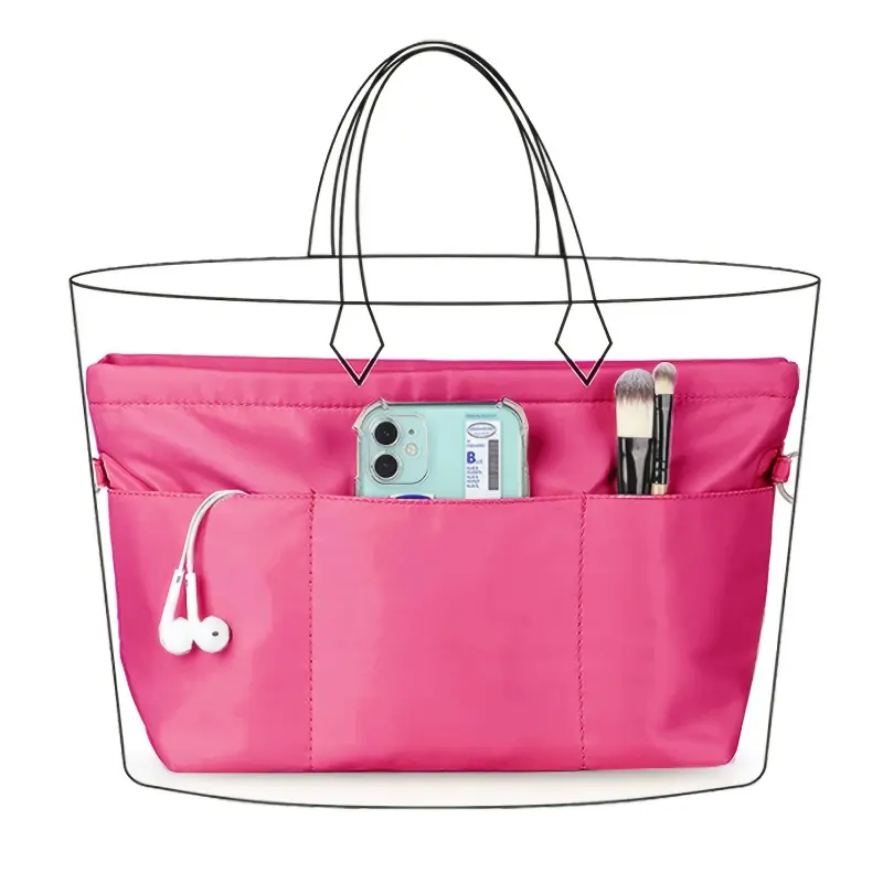 Large Capacity Handbag Organizer Insert, Portable Multi Compartment Purse Liner with Zipper Pockets for Cosmetics Phone Keys