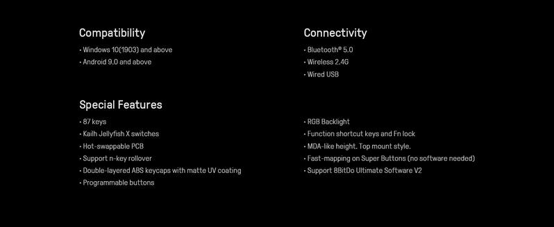 8BitDo Retro 87 Mechanical Keyboard with RGB Backlight, Bluetooth/2.4G/USB-C Hot Swappable Wireless Gaming Keyboard for Windows and Android - Xbox Edition (Officially Licensed)