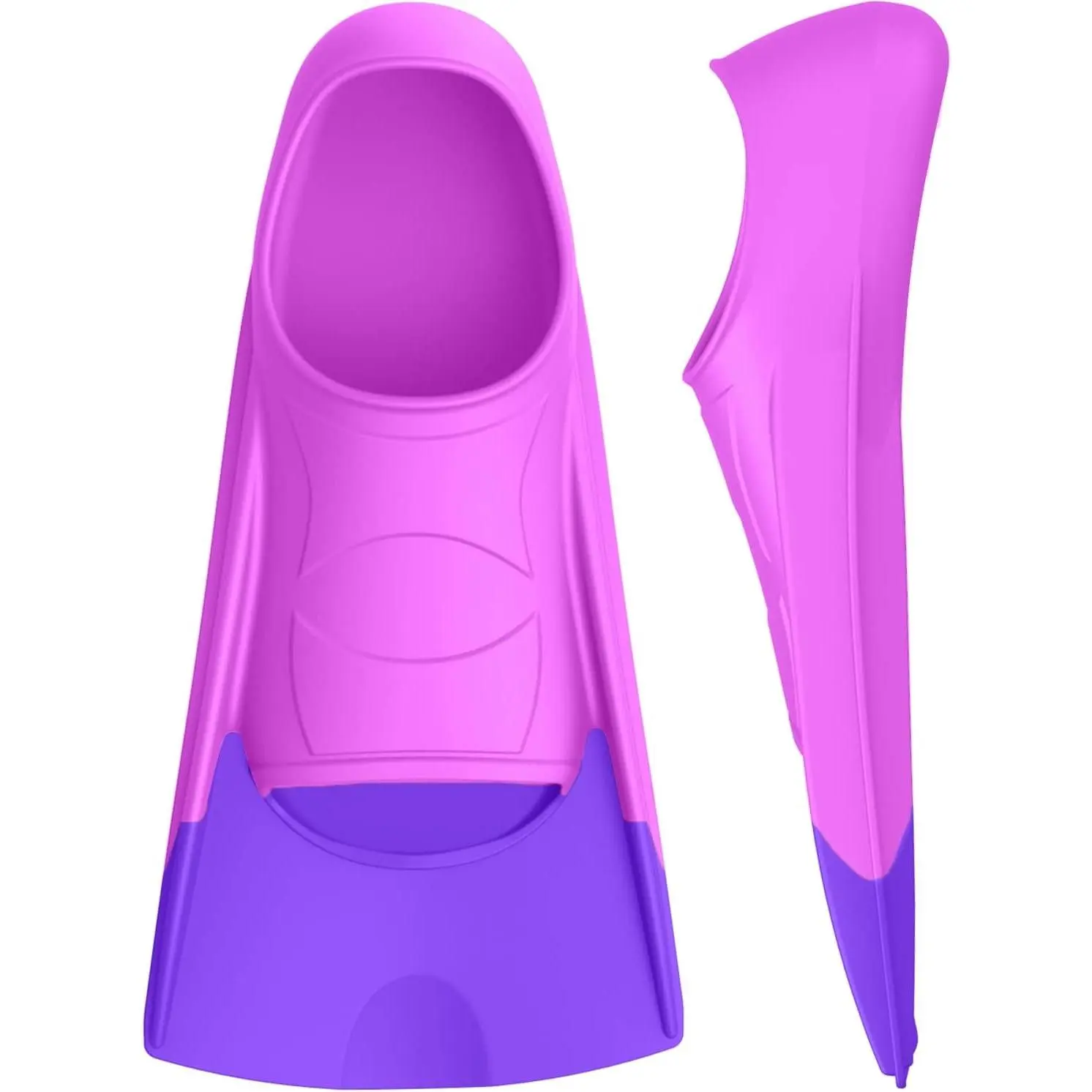 Swim Fins, Kids Swim Training Fins for Lap Swimming, Travel Size Flippers with Mesh Bag, Silicone Swimming Fins for Kids Teens Adults Women Men