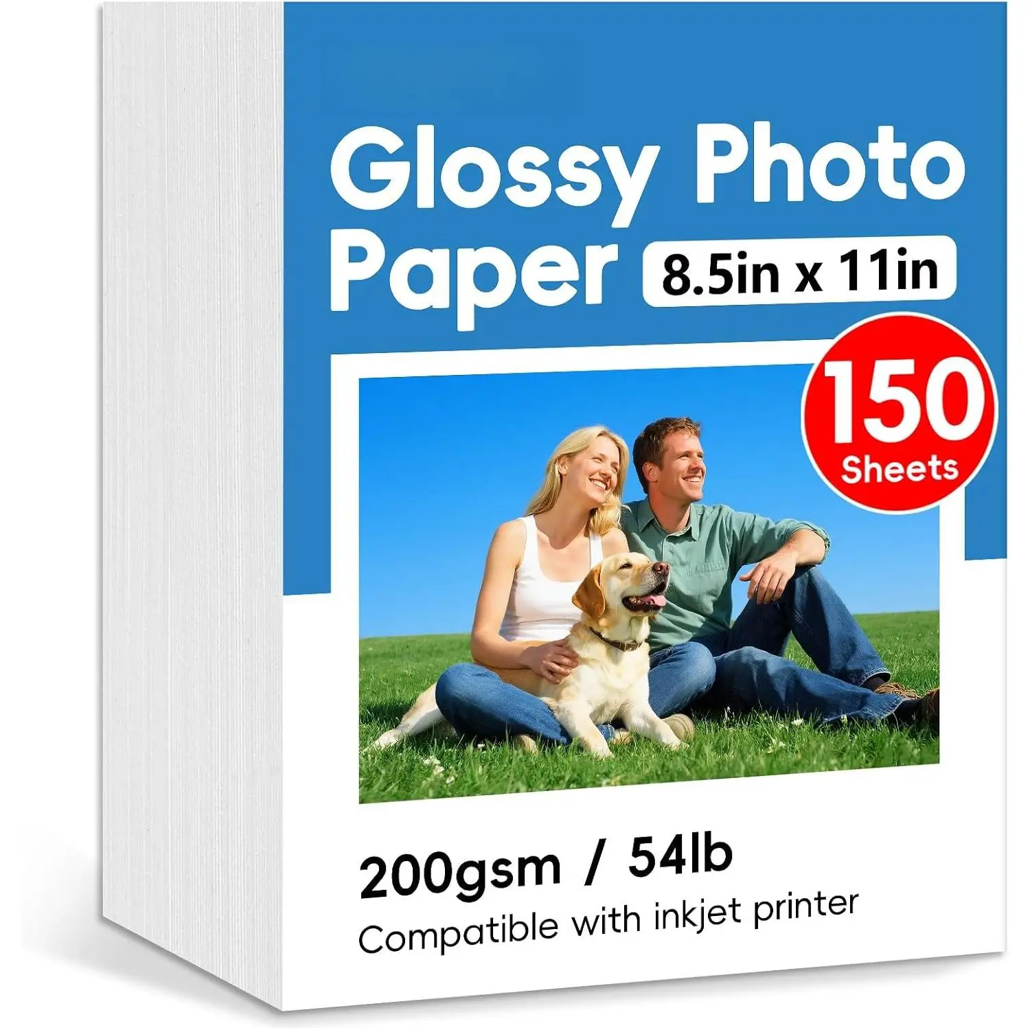 150 Sheets Glossy Photo Paper, 8.5in x 11in, 200GSM / 54lb | Inkjet Photo Printer Paper, Picture Paper for Photos, Calendars, Brochures, Cards, Menus