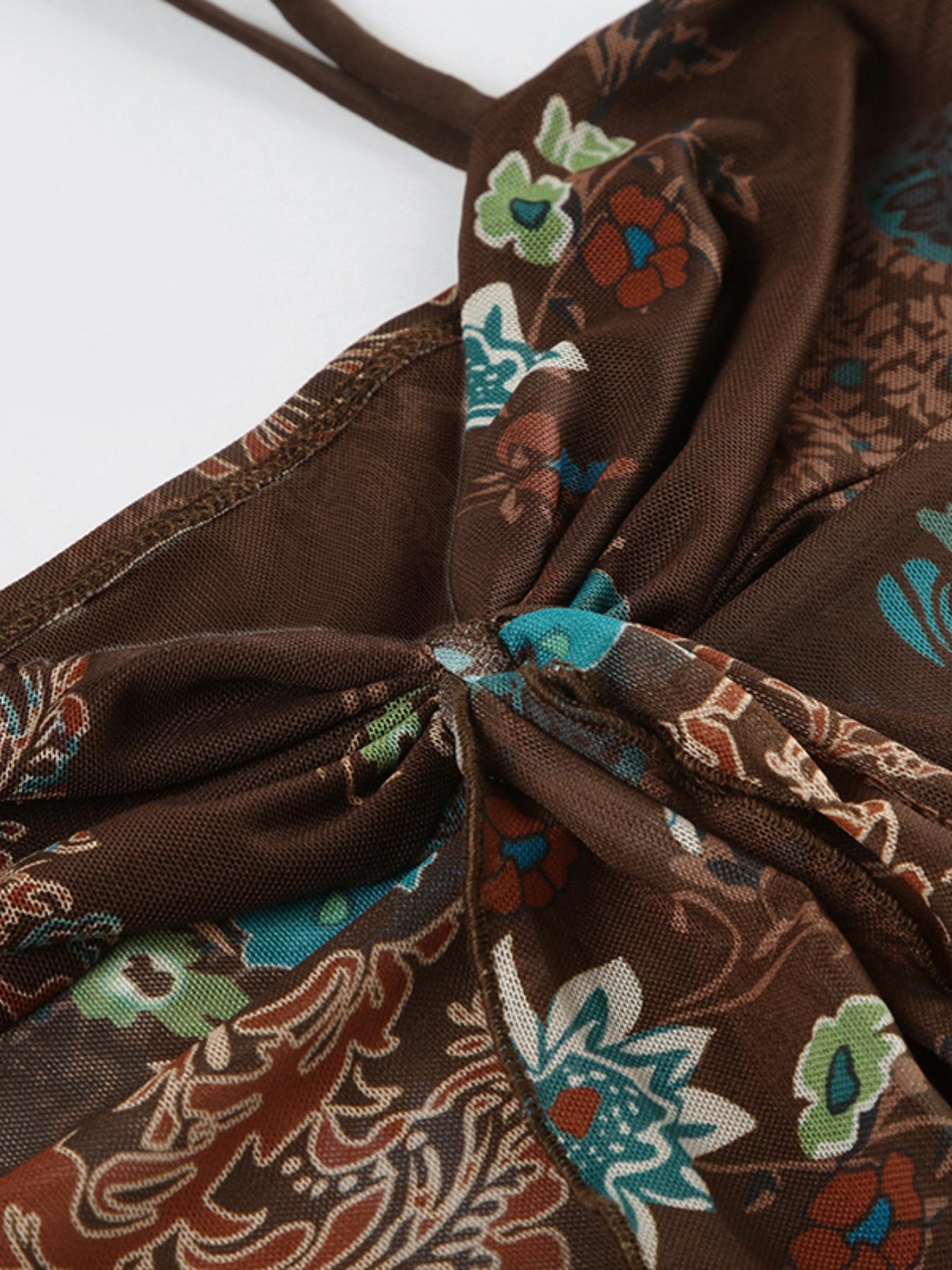 Women's Floral & Paisley Print Cami Top, Boho Sleeveless Spaghetti, Vintage Casual Top for Summer, Women's Clothing for Daily Wear