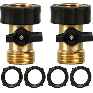 Hourleey Garden Hose Shut Off Valve, 2 Pack Heavy Duty 3/4 Inch Solid Garden Hose Shut Off Valve with 4 Extra Rubber Washers