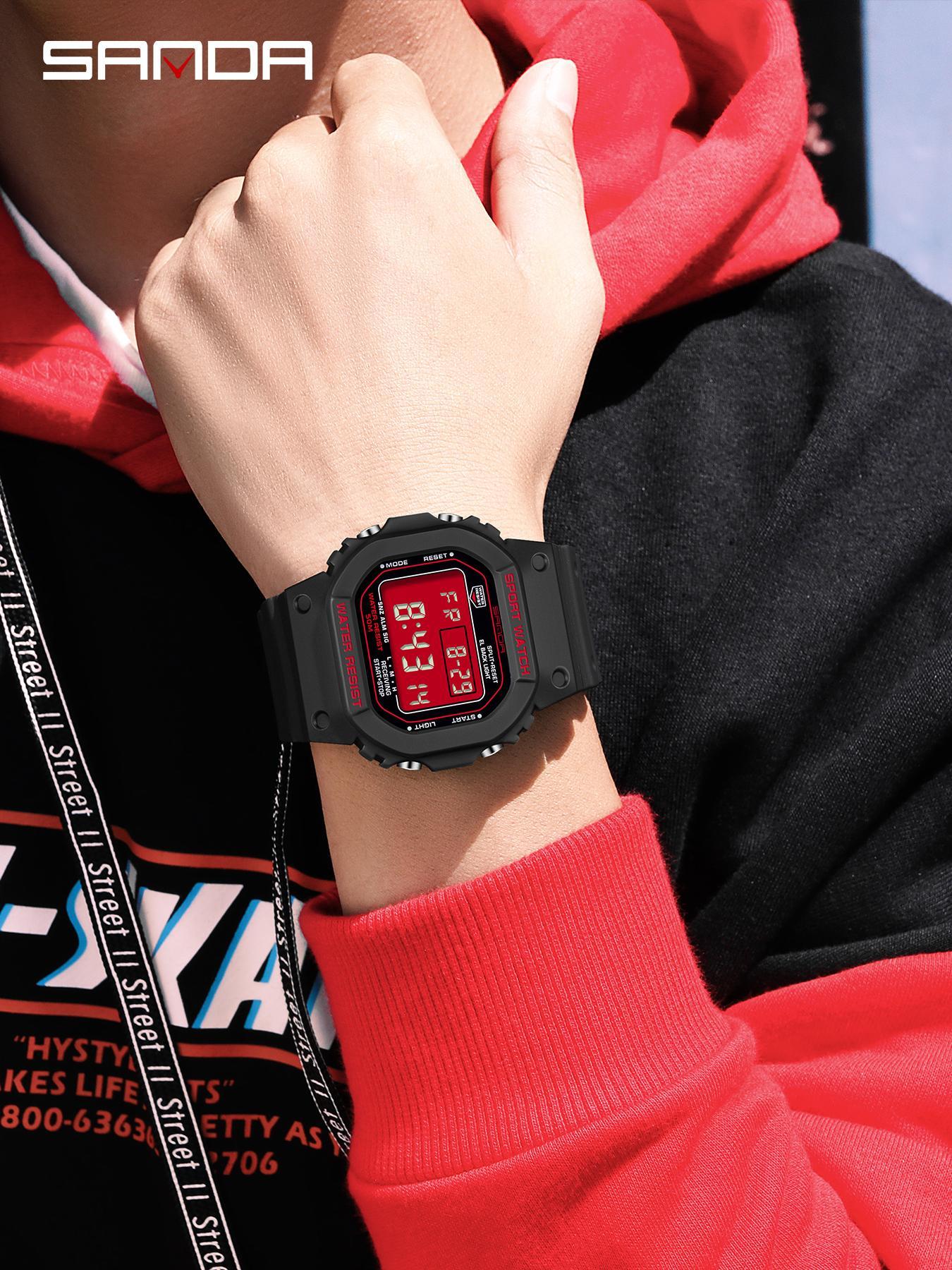 Men's Fashion Digital Watch, Casual Sporty Watch with Luminous Dial & Alarm Mode, Waterproof Outdoor Watch for Men with Box, Water Resistant Wristwatch, Fashion Wristwatches, Fashionable Waterproof Watch detail 9