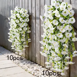 10 sets of realistic white artificial flower bouquets - UV-resistant for outdoor/indoor weddings, parties, home decoration - No maintenance, no electricity required - Elegant for hanging on doors, fences, garden decorations - Durable plastic flowers suita