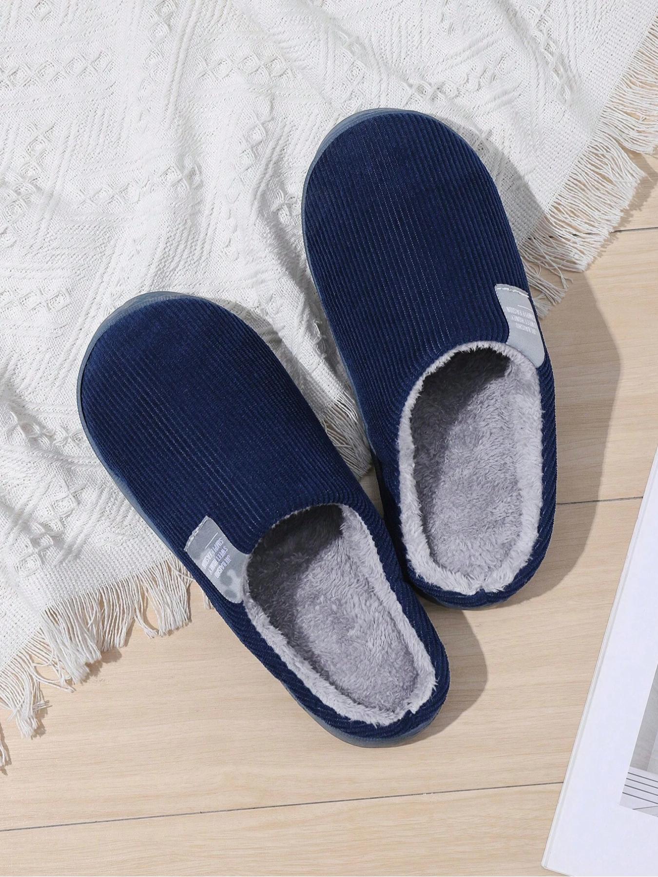 Men's Solid Color Plush Slippers, Casual Soft Comfortable Home Slippers, Warm Slippers for Indoor & Outdoor Use for Fall & Winter, Fashion Slippers, Fashionable Soft Slippers