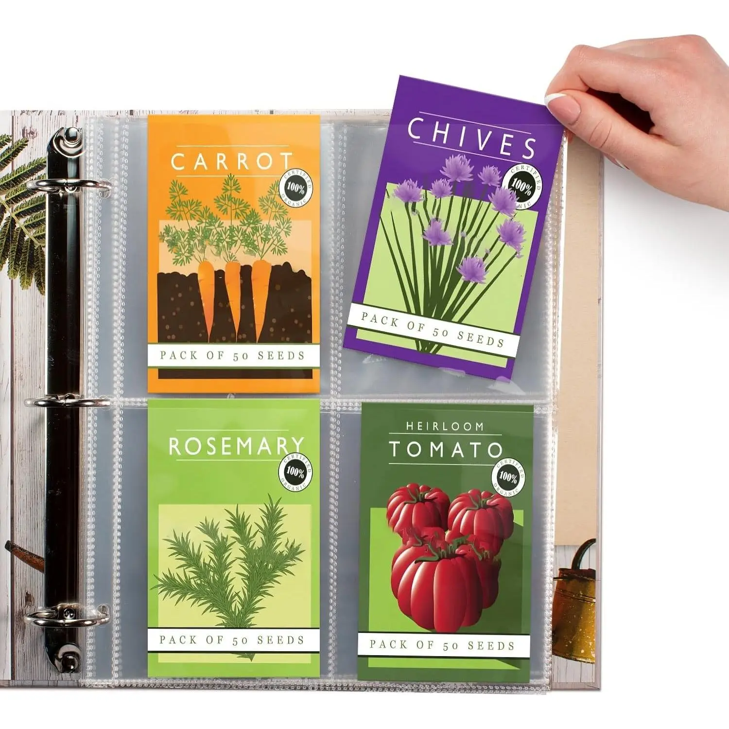 100 Pockets Seed Storage Organizer Sleeves (25 Pack) Slot Size 3.5x5, 4 Pocket Garden Seed Organizer, Clear Sleeves for Seed Packet Storage, Seed Keeper, Seed Organizer Binder