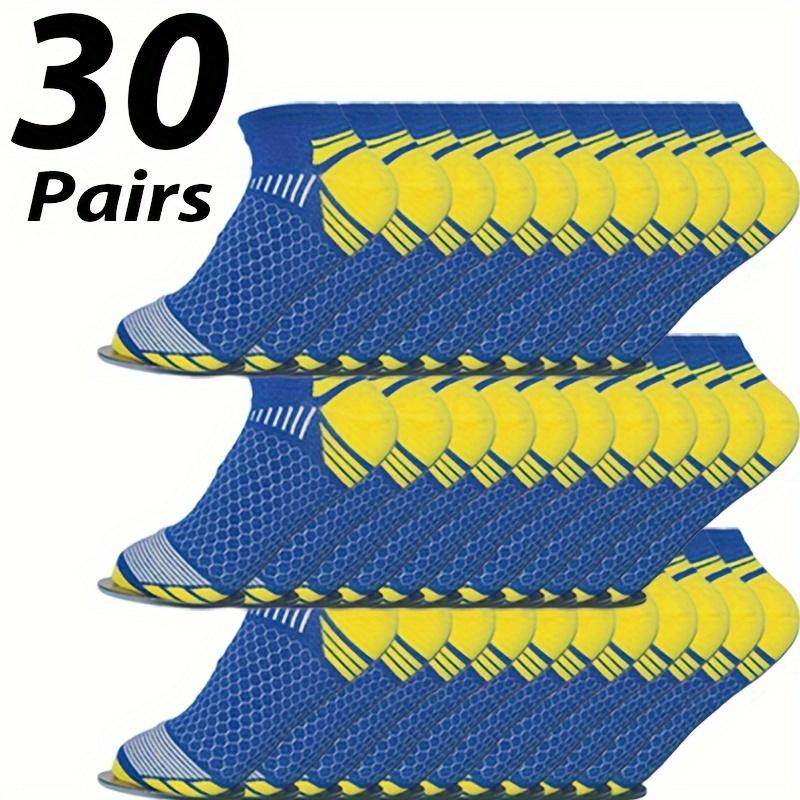 30Pairs Unisex Youth Crew Socks, Polyester Knit Fabric, Low Cut Ankle Boat Socks for Teens Basketball, Volleyball, Football - Soft, Breathable, Hand Washable, Suitable for All Seasons