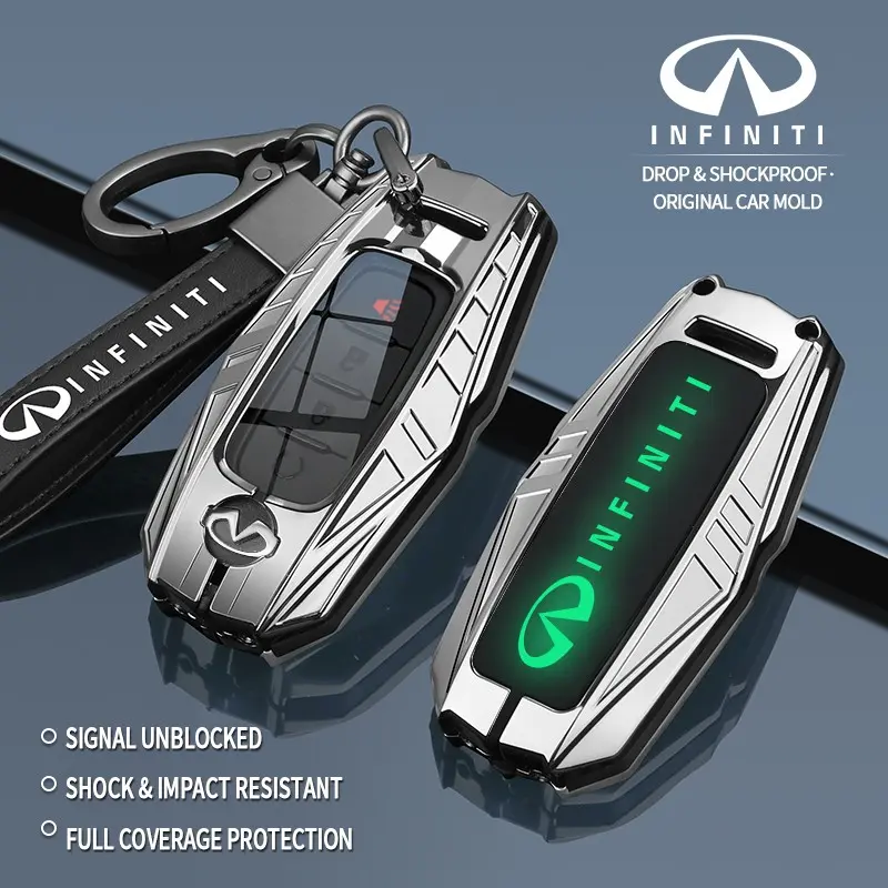 Infiniti Qx60 Qx50 Key Cover, Metal Car Key Protector, Remote Control Case, Keychain Accessory, Mech Style, Backlit Logo