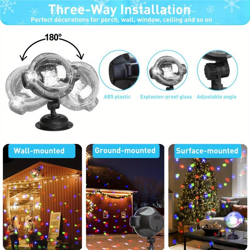 Christmas Projector Lights Multi Function Rotating Falling Snow Projector For Xmas Moving Points Landscape Lights For Home Yard Garden Party And For Show Club Pub