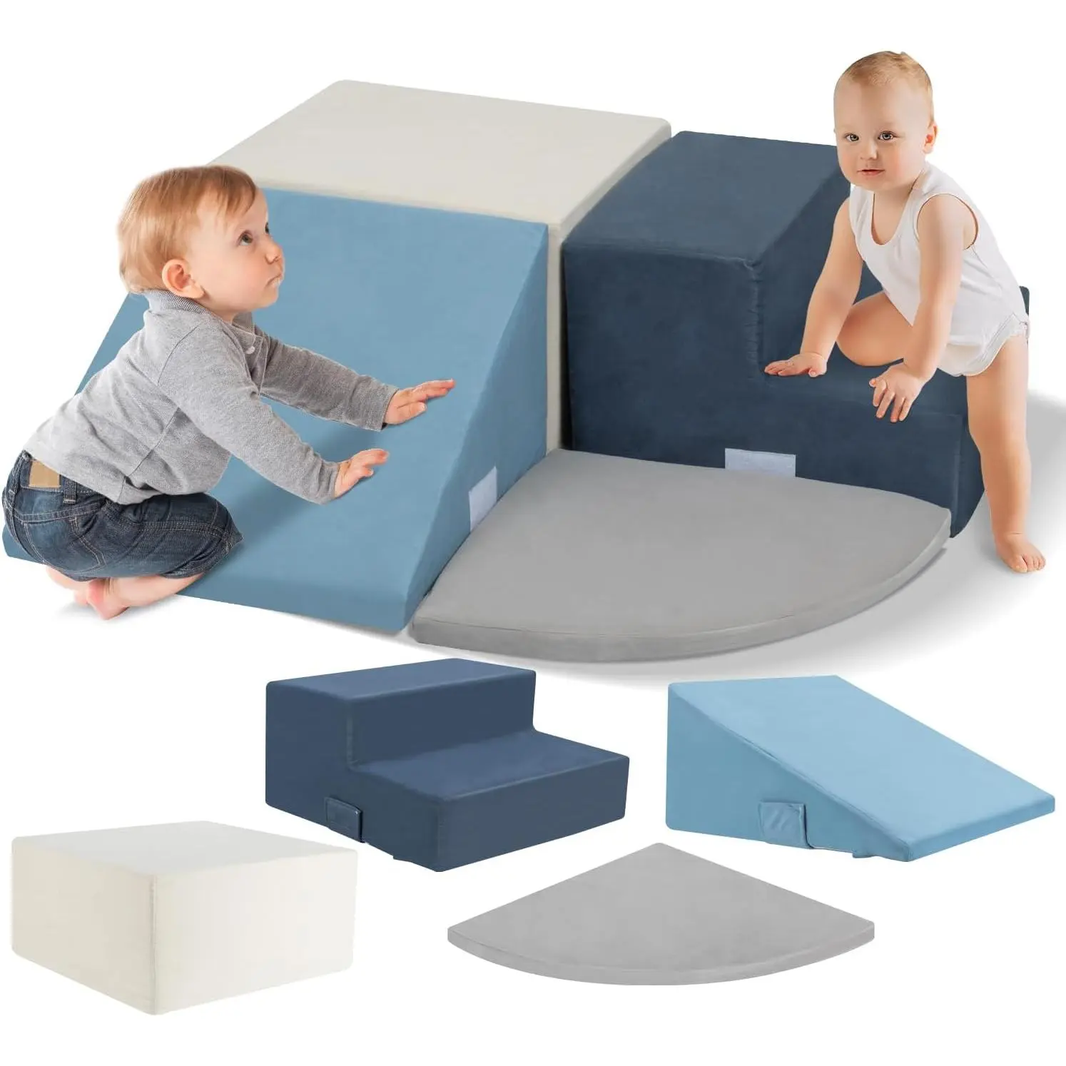 Large 4 Pcs Climbing Toys for Toddlers 1-3, Odorless & Skin-Friendly Indoor Foam Climbing Blocks with Velcro to Keep Them Together Ideal Gift