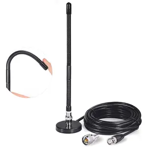 27MHz CB Radio Antenna Soft Whip Magnetic Base BNC & PL259 Male Compatible with Cobra Midland Uniden Maxon President Portable Handheld CB Radio Car Mobile