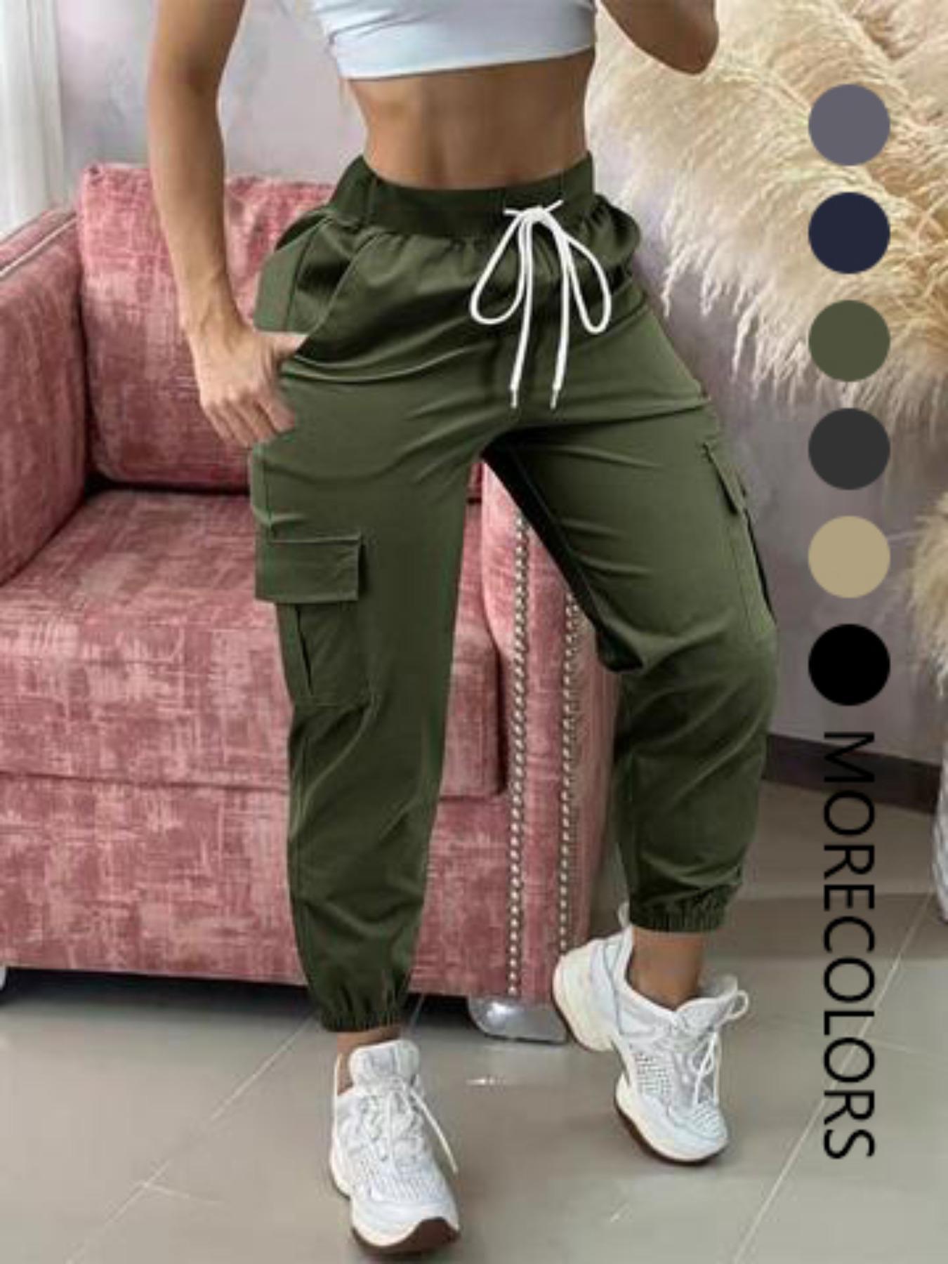 【Plus Size】 Solid Color Pants, Casual Comfy Trousers for Women, Women's Bottoms for Summer