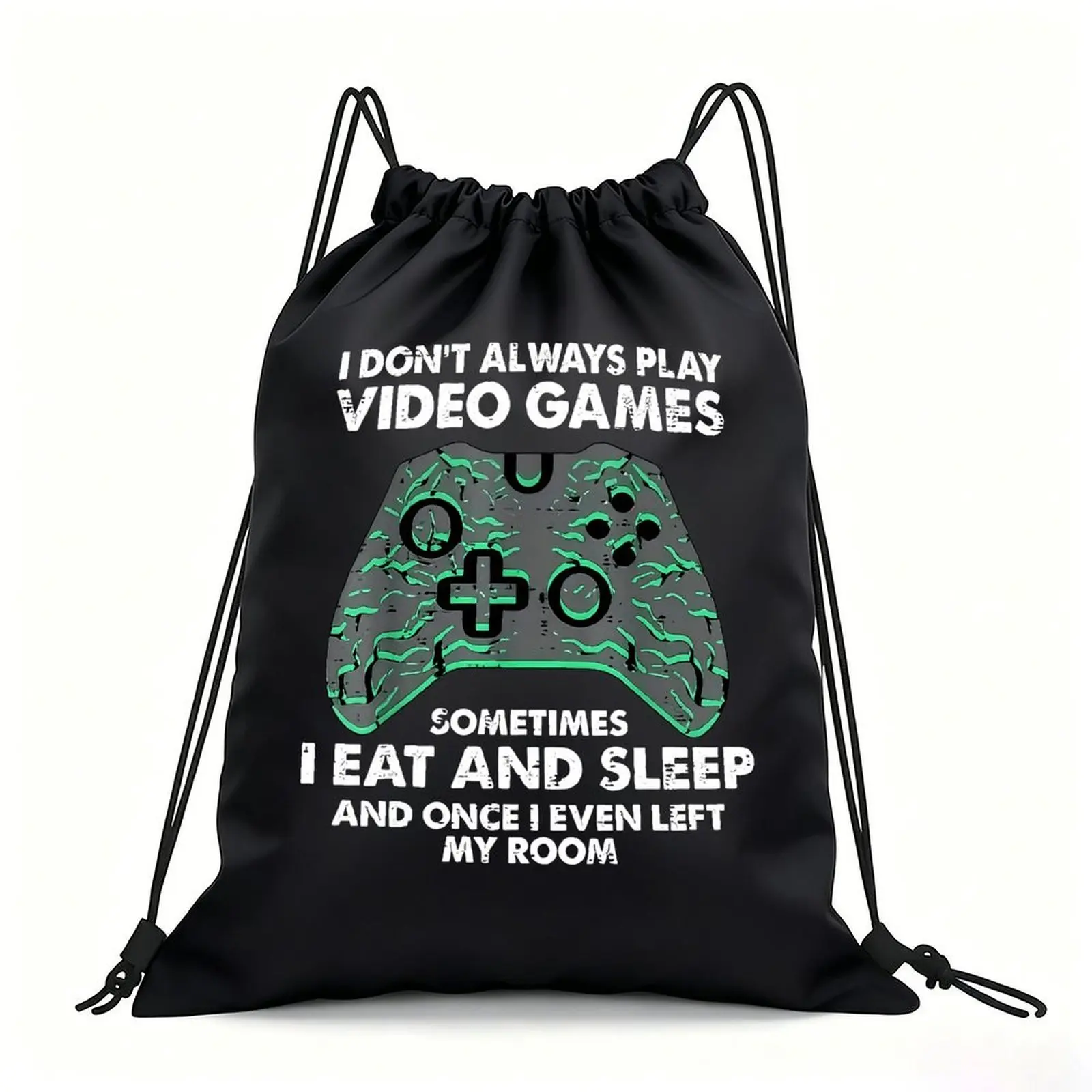 Portable Drawstring Sack Bag with Custom Graphic Print, Waterproof Polyester String Backpack for Gym Workout Swimming Hiking