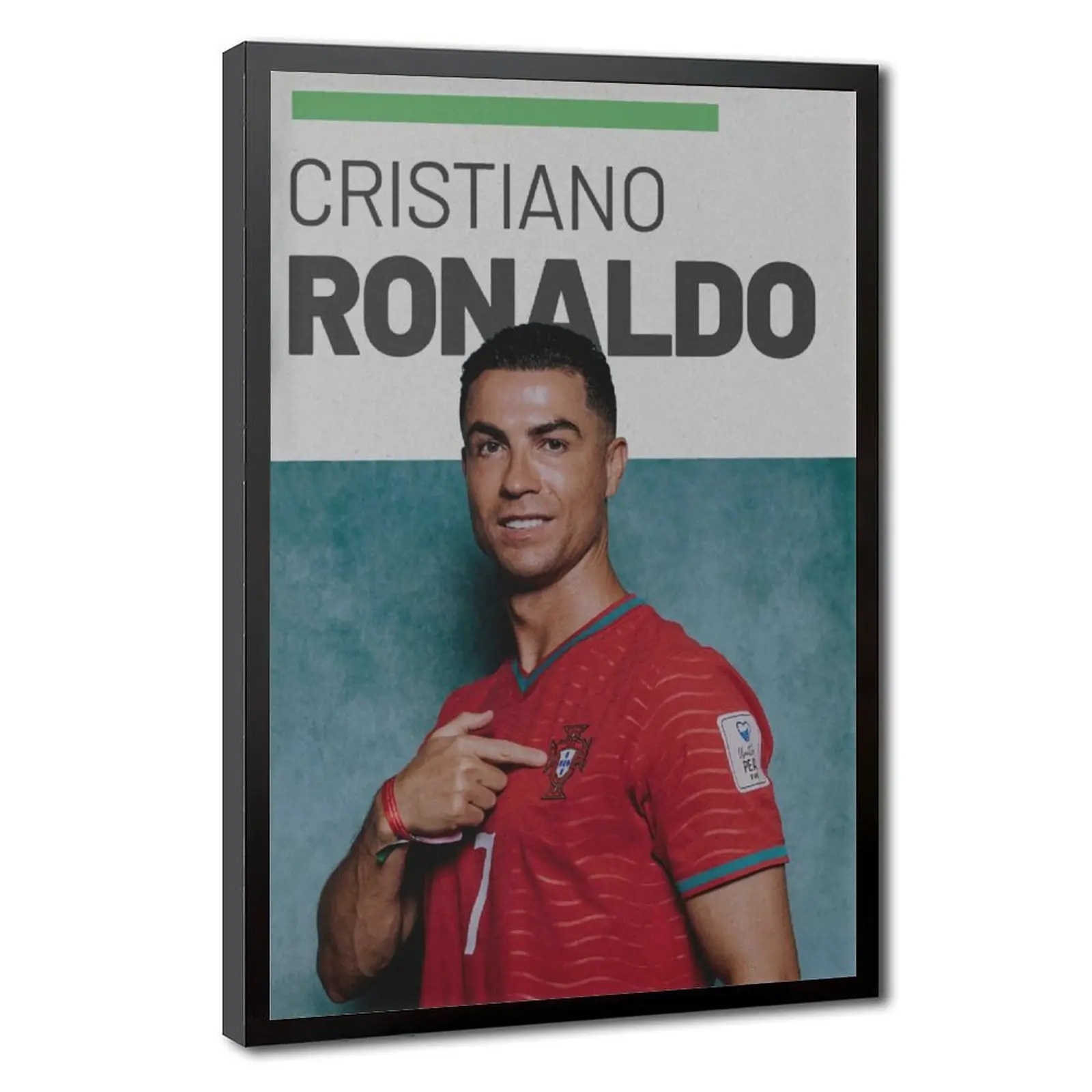 CR7 Cristiano Ronaldo Portugal Euro Kit Canvas Poster, Magazine Style Athlete Portrait, Soccer Wall Picture for Study Bar Office Man Cave Basement Football Hobby Apartment Home Decor