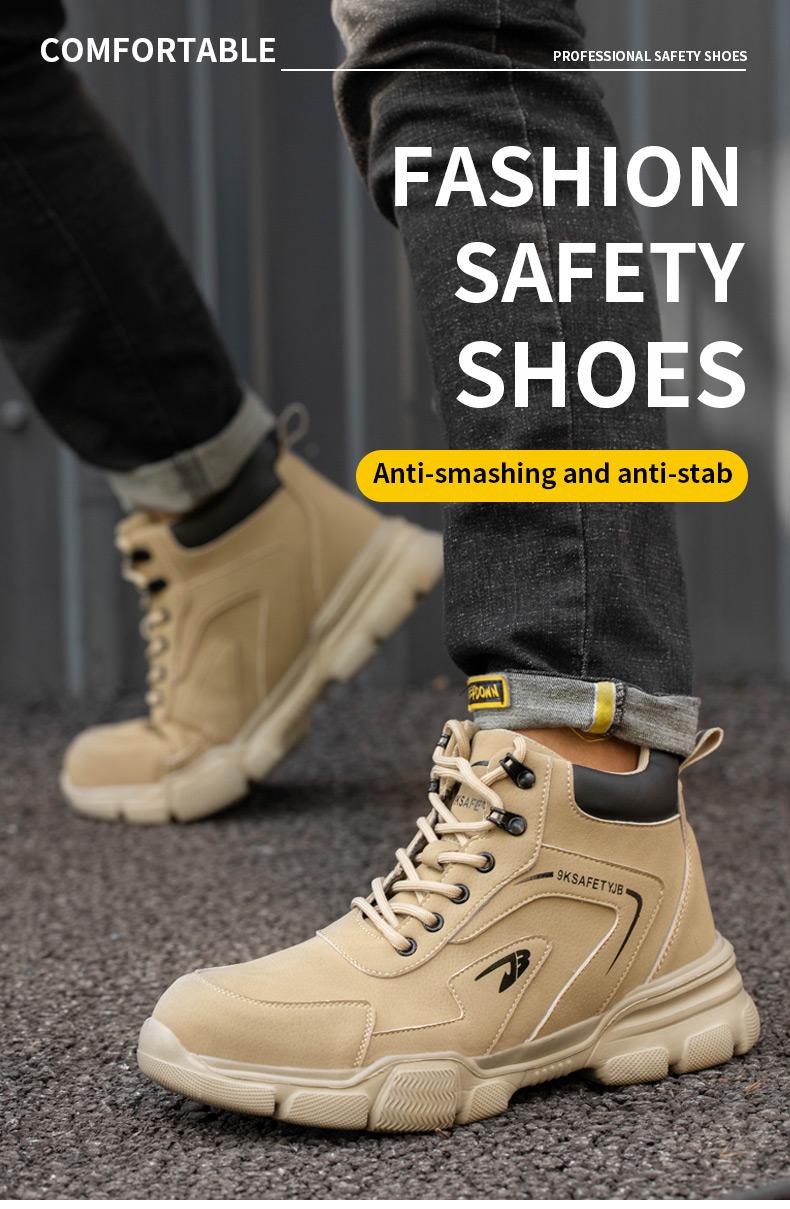 Men's Durable High-Top Steel Toe Safety Shoes, Slip-Resistant, Anti-Puncture, Anti-Crush, Suitable for Work, Industry, Construction, Security, Comfortable & Breathable, Warm for Autumn/Winter Product Model：9193