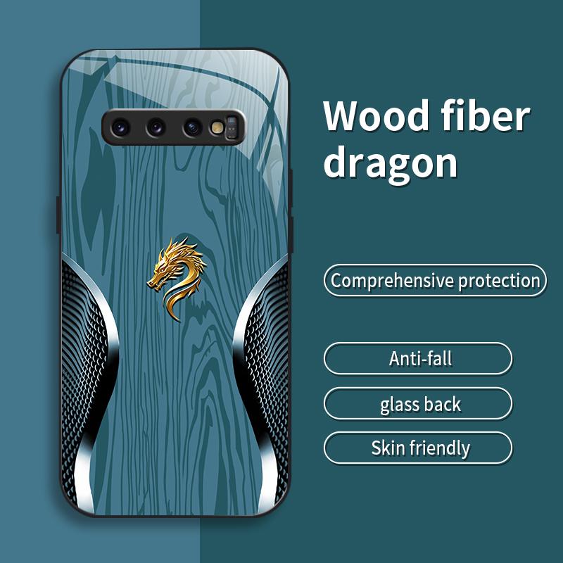 Suitable for [Galaxy S10 Plus] Personality, simple, luxurious, split dragon pattern, creative, business, high-end, drop-proof glass mobile phone case, affordable, drop-proof, anti-fingerprint-888