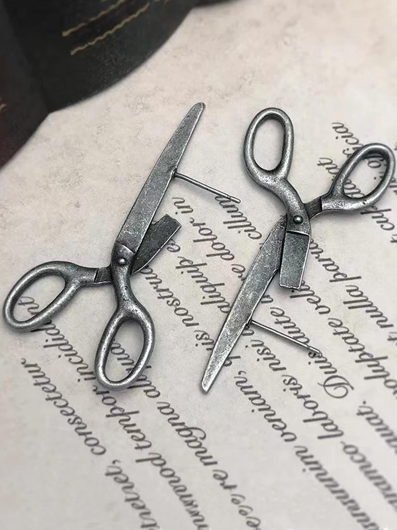 1 Pair Women's Punk Style Plain Color Stud Earrings with Scissors Design, Casual Trendy Stud Earrings, Fashionable Jewelry