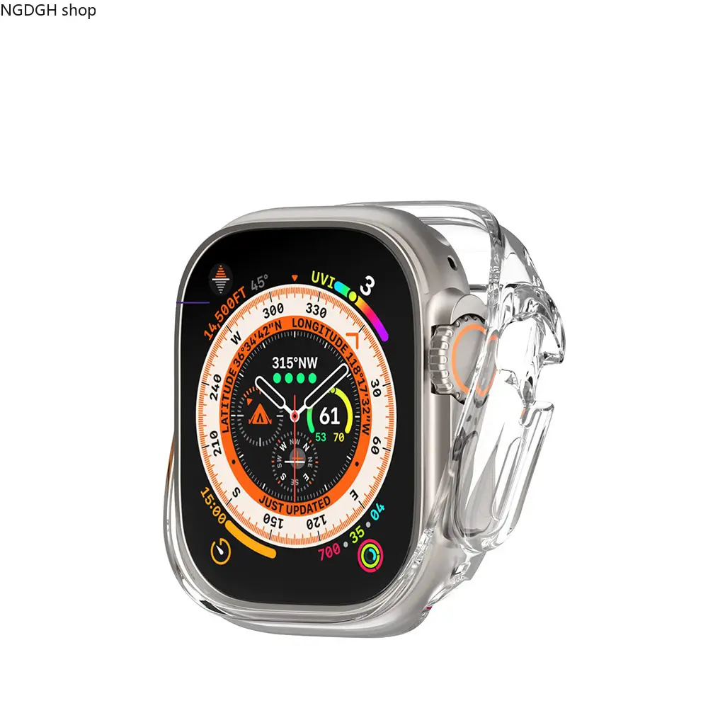 Protective Watch Cover - Transparent Full Screen Protector Case, Shockproof Bumper, Trendy Clear Slim Everyday Sports Fashion Accessory