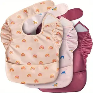 3 pcs Baby Bib - Waterproof Bib for Baby Boy or Girl - PFAS, PVC, BPA, Phthalate Free - Baby Food Bibs