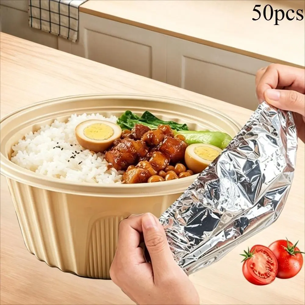 50PCS Disposable Aluminum Foil Heat-Retaining Covers, Insulated Lids for Food Freshness, Cookware, Kitchenware & Food Containers for Home Use