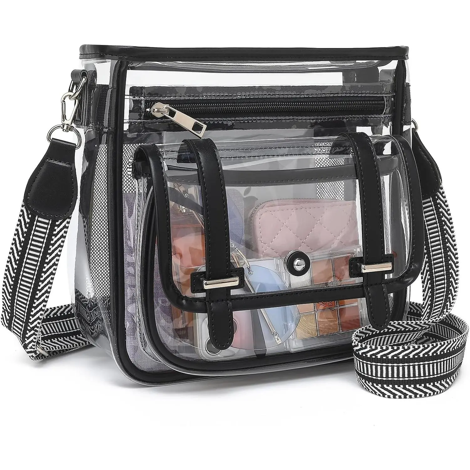 Clear Purse, PVC Clear Crossbody Bags for Women Heavy Duty Transparent Bag for Stadium Events See Through Concert Bag