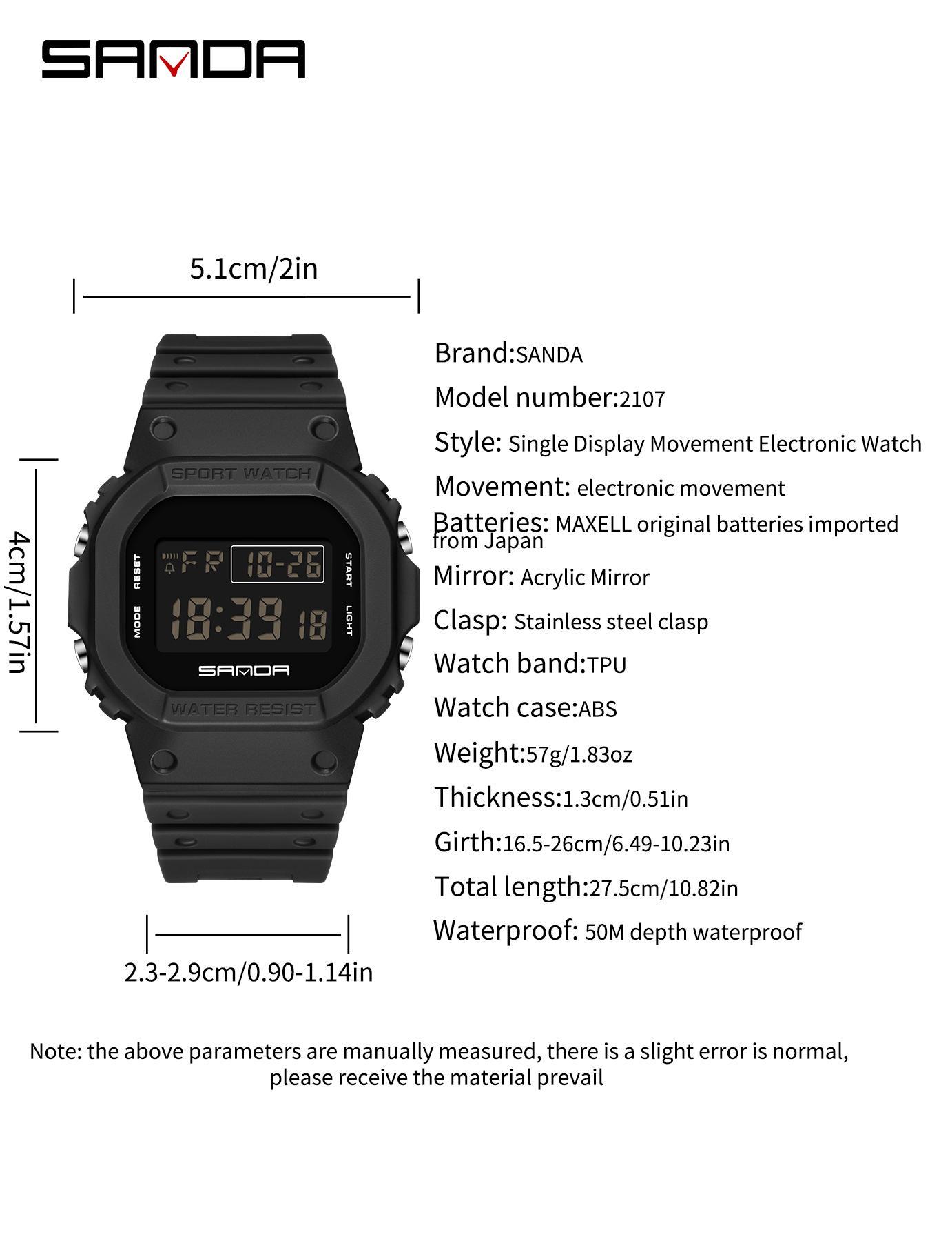 Men's Fashion Digital Watch, Casual Sporty Watch with Luminous Dial & Alarm Mode, Waterproof Outdoor Watch for Men with Box, Water Resistant Wristwatch, Fashion Wristwatches, Fashionable Waterproof Watch detail 6
