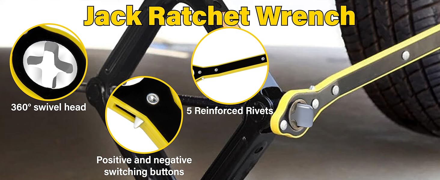 Car Jack Ratchet Wrench, Labor-saving Tire Jack Handle, Scissor Jack Adapter for Car with Long Handle, 360° Swivel Tire Wheel Lug Wrench for Travel/Truck/SUV/Vans Car Jack Ratchet Wrench, Labor-saving Tire Jack Handle, Scissor Jack Adapter for Car with Long Handle, 360° Swivel Tire Wheel Lug Wrench for Travel/Truck/SUV/Vans