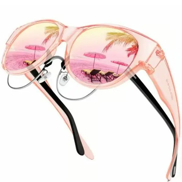 Fashionable Tortoiseshell Sunglasses to Wear Over Glasses, Polarized Polycarbonate Lenses with UV400 Protection, Sun Protection
