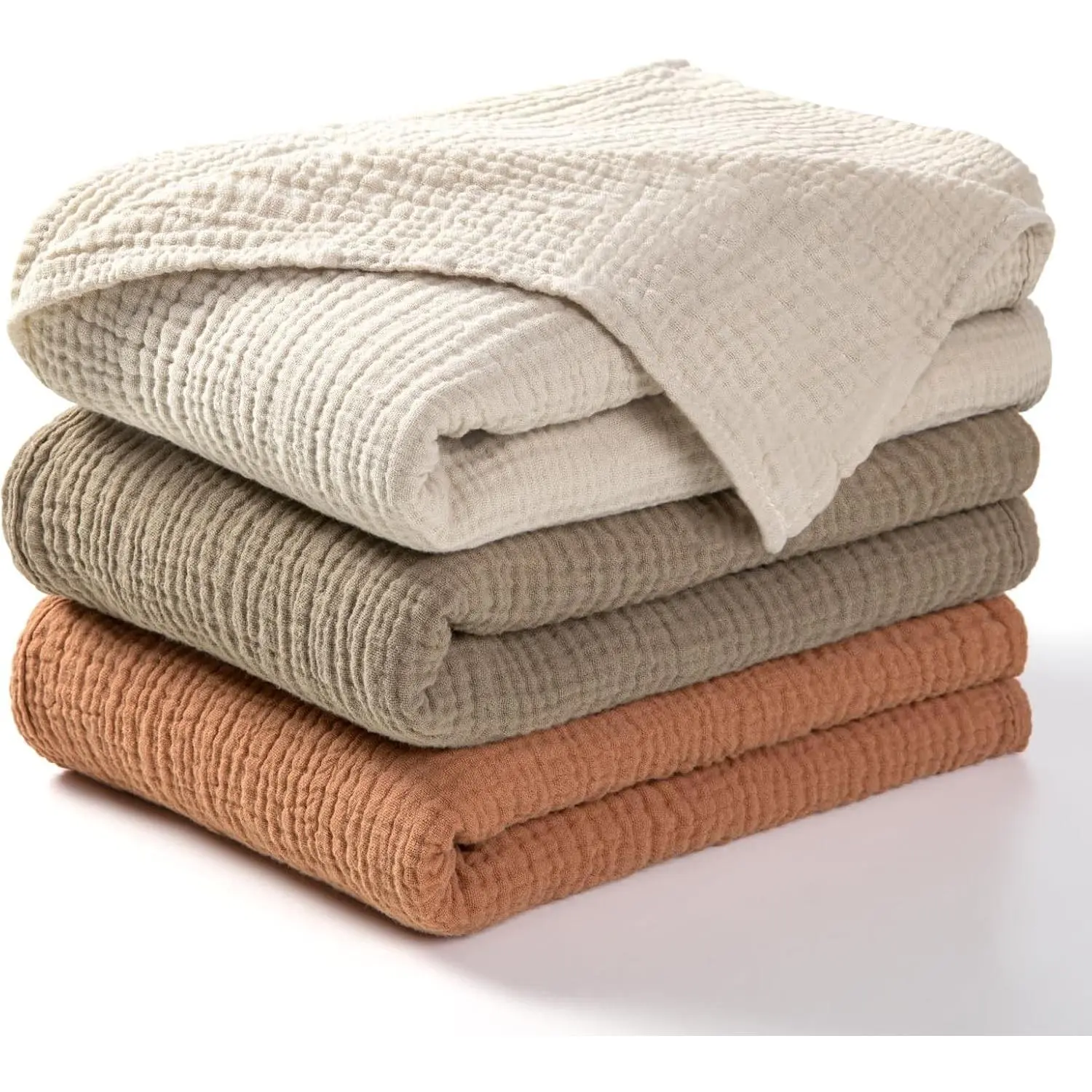 Cotton Muslin Swaddle Blankets for Baby - Soft Neutral Receiving Blankets, 3 Pack (Olive)(Gift)