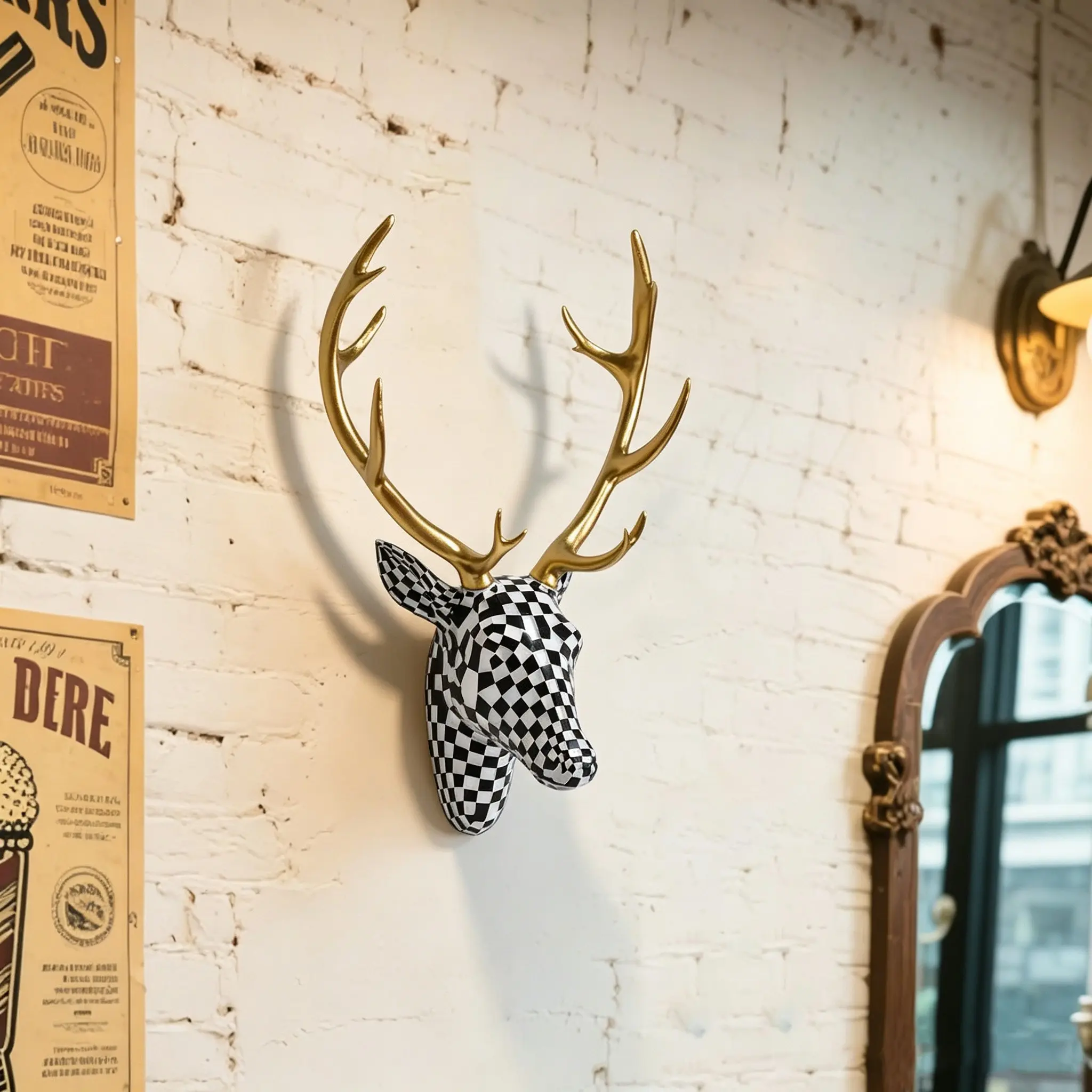 Modern Mosaic Deer Head Wall Sculpture, Wall Art Hanging, Decorative Hanging Piece, Elegant Home Decor Living Room Decorations for Living Room, Bedroom, Kitchen, Unique Design Gift, Unique Artwork