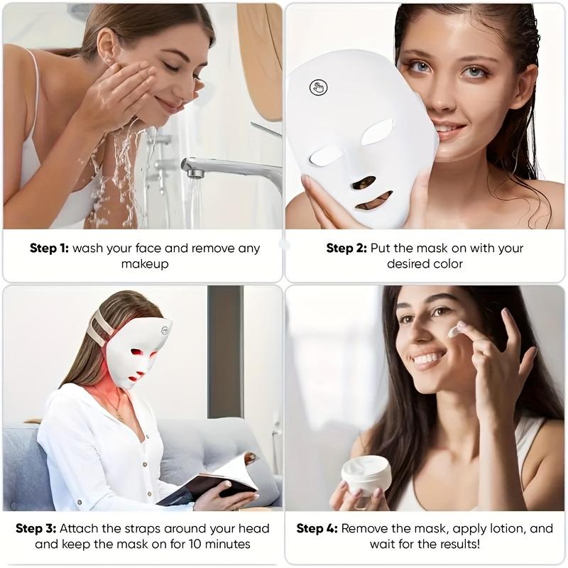 7-color LED face facial mask shrinks pores, skin rejuvenating photon instrument, portable household gifts for women and men Skincare White Comfort Facemask