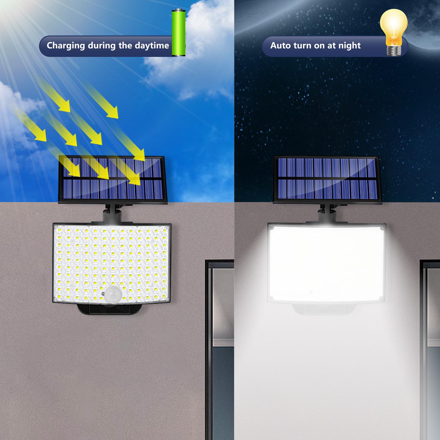 128LED solar light, outdoor garden light, remote control split unit, household use, motion sensor, outdoor light