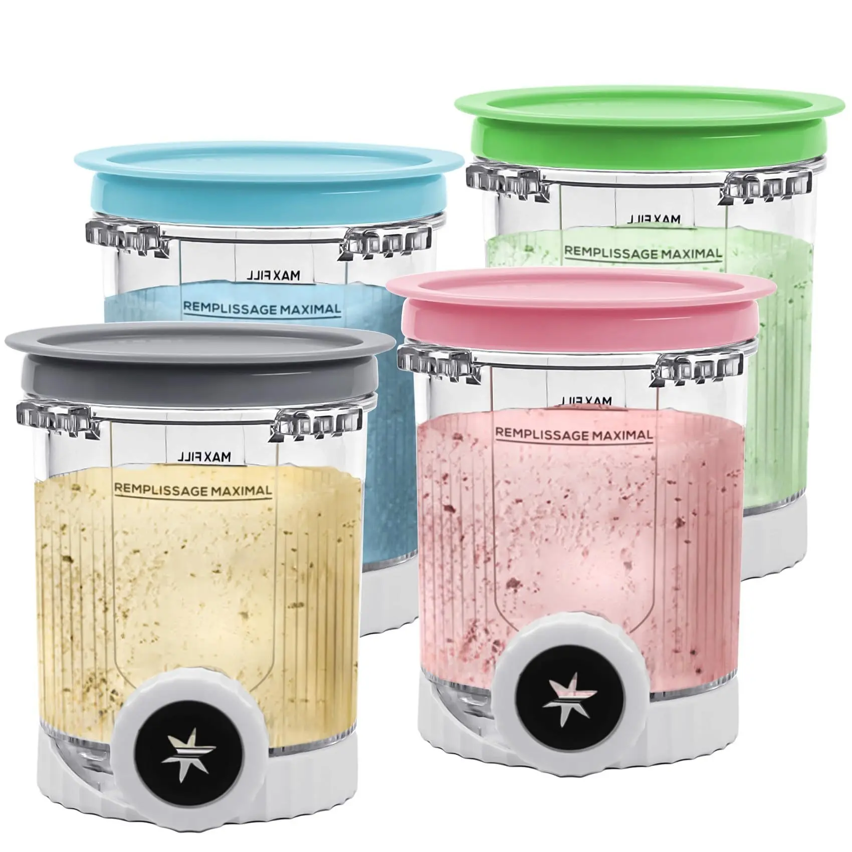 4-Pack 16oz Pints & Lids for Ninja Creami Nc700, BPA-Free Clear, Compatible with Nc701/nc701q/cn701co, Set of 4 Ice Cream Molds