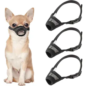 3pack Dog Muzzle Suits for Small Dogs, Drinkable Breathable Mouth Guard, Adjustable Strap Soft Dog Muzzle Prevent Biting Chewing, Air Mesh Muzzles for Scavenging Licking (3pack XS)