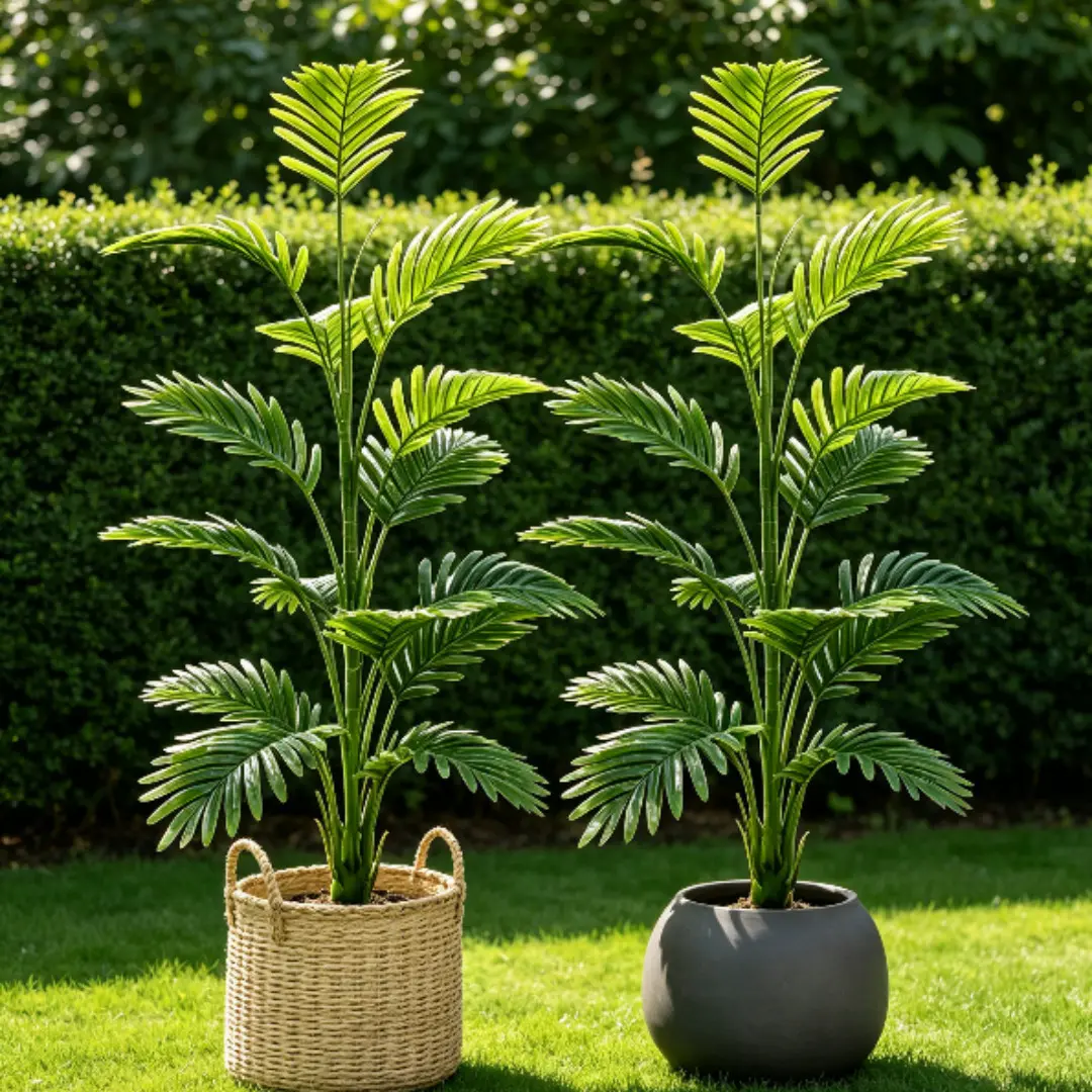 2pcs 43in Large Artificial Tropical Palm Plant 15Leaf - Perfect choice for home and office decoration，Indoor and outdoor use，Not including the basin