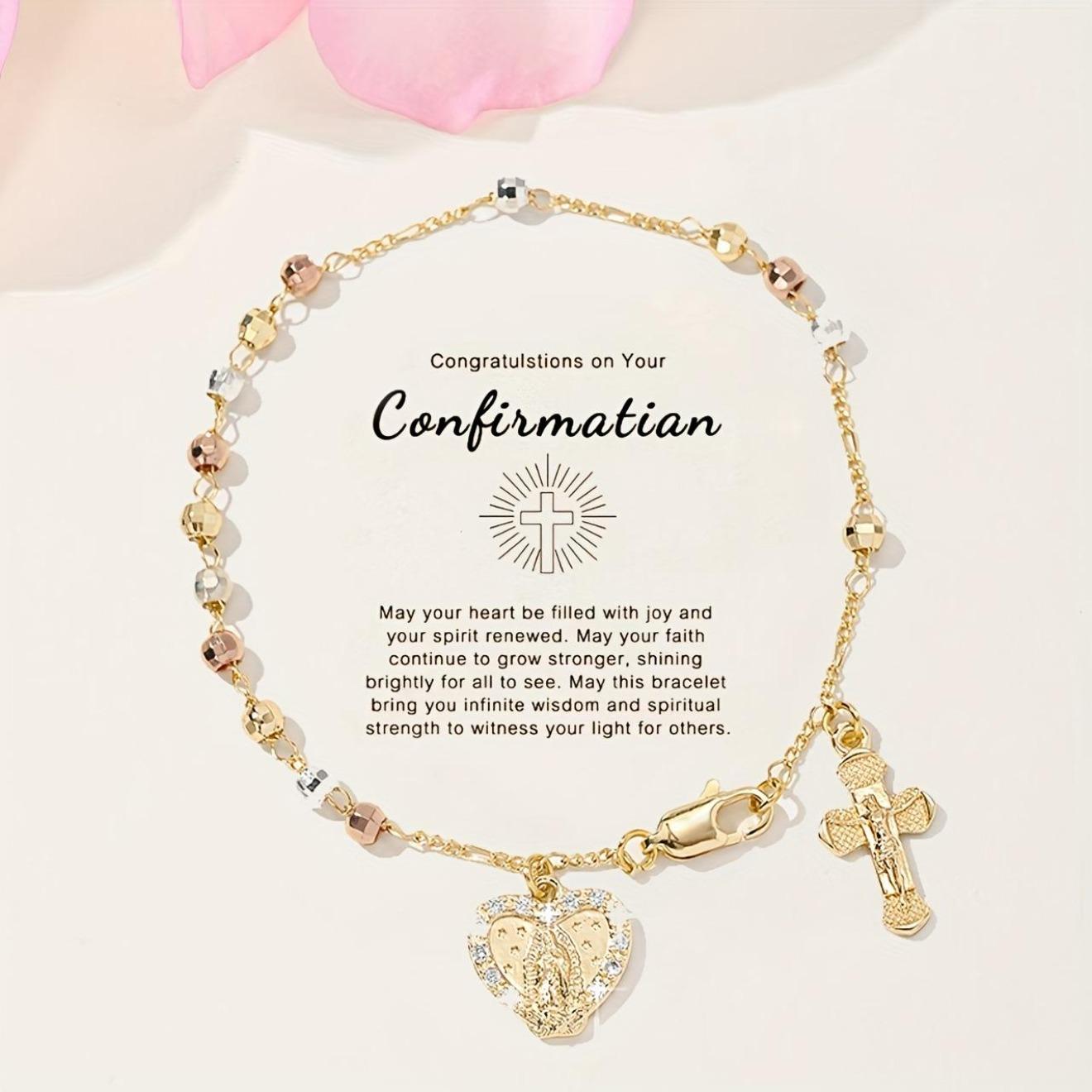 2026 Best-Selling Cross & Heart Bracelet—Featuring Micro-Set Tri-Color Octagonal Beads. This "Light Luxury" Gold Jewelry Piece is the Ultimate Gift for Mothers and Girlfriends—A Perfect Selection for Mother's Day.
