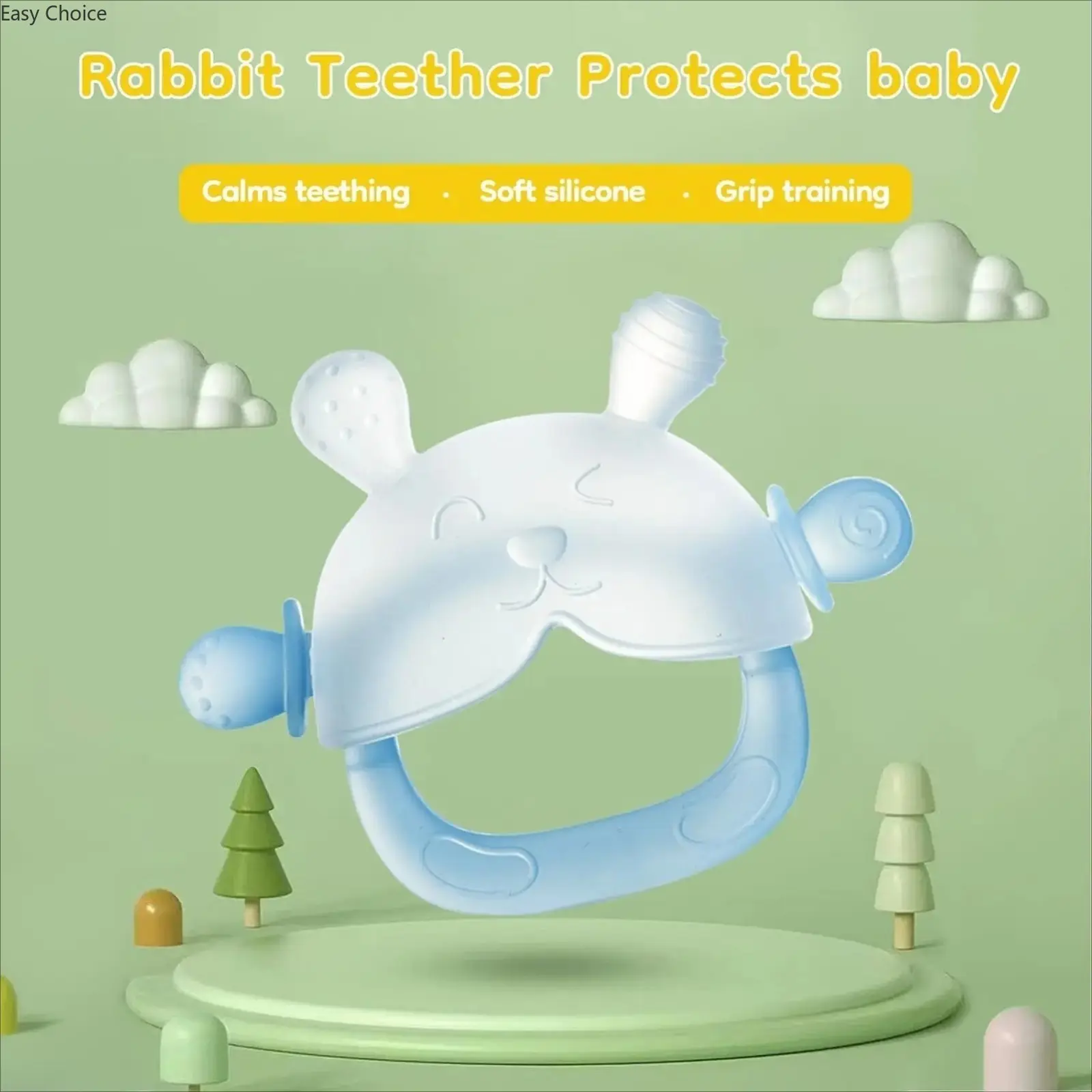 Unisex Cute Bear Silicone Teething Aid, Multi‑Texture Gum Relief Massager, BPA‑Free Oral Care Accessory With Convenient Storage Case And Clip