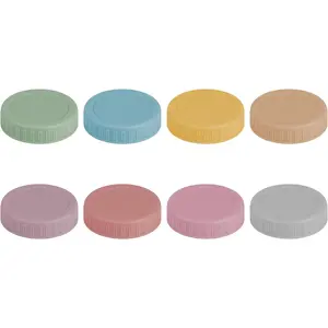 8PCS Sturdy Colored Plastic Regular Mouth Mason Jar Lids - Leak-Proof Kitchen Storage Containers Covers with Silicone Rings for Ball, Kerr Jars, Reusable Canning Tops