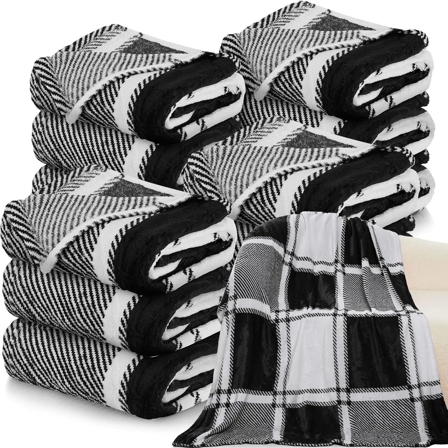 12 count Flannel Fleece Throw Blanket Bulk 50 x 60 Inch Black White  Fleece Blanket Soft Warm Coral Throw for Bed Couch Sofa  Wedding Gifts