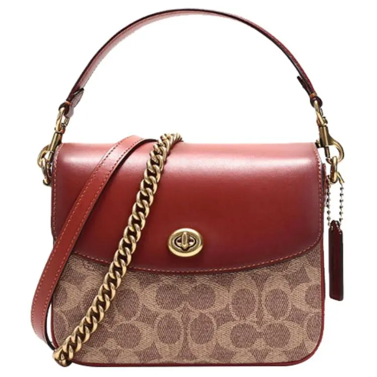 COACH Cassie 19 Crossbody Messenger Bag for Women – Patchwork Canvas and Leather in Khaki and Rust