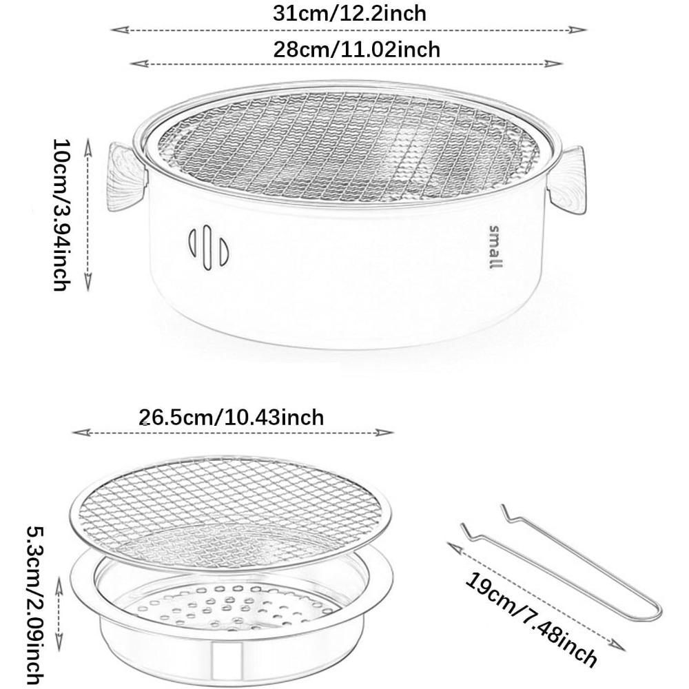 Stainless Steel Charcoal Grill, Portable Charcoal Barbecue Grill, Outdoor Camping, Household Indoor Barbecue Rack, Family Gathering Barbecue Artifact, Essential Charcoal Grill for Holiday Dinners