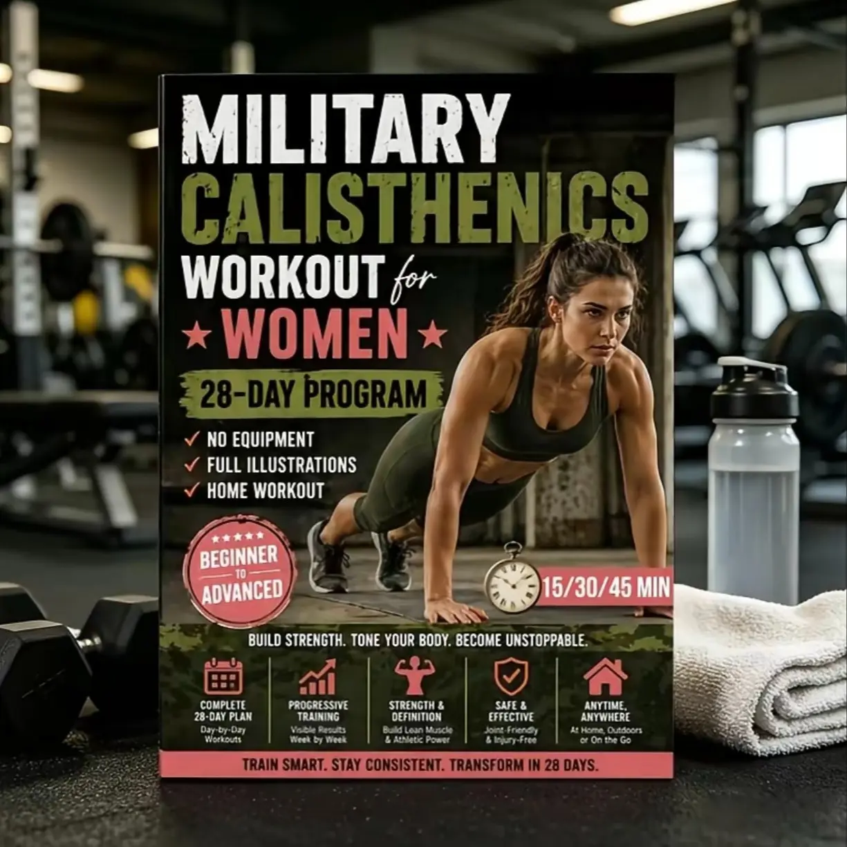 Calisthenics Workout for Women, 28-Day Body weight Program, Complete Plan, No Equipment, Illustrations, Beginner, Progressive Training, 15-45 Minute Workouts, Build Strength, Lean Muscle, Home Fitness, Anytime Anywhere