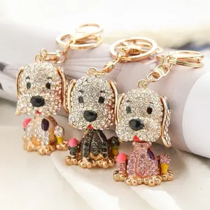 Glamorous 2026 New Colorful Rhinestone Puppy Charm Metal Dog Keychain - Dog Lover Gifts for Her, Car & Daily Bag Decor for Friends, Animals & People Enthusiasts
