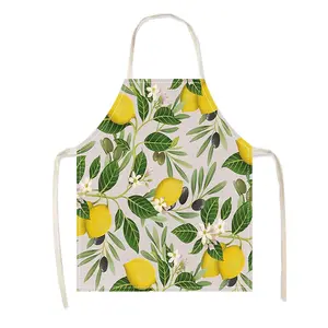 -Fresh Lemon Pattern Apron Sleeveless Durable Kitchen Apron with Waist Belt Suitable for Home Cleaning And Cooking Durable Comfortable And Easy to Clean Fashionable Housework Kitchen Home Workwear Kitchen Supplies