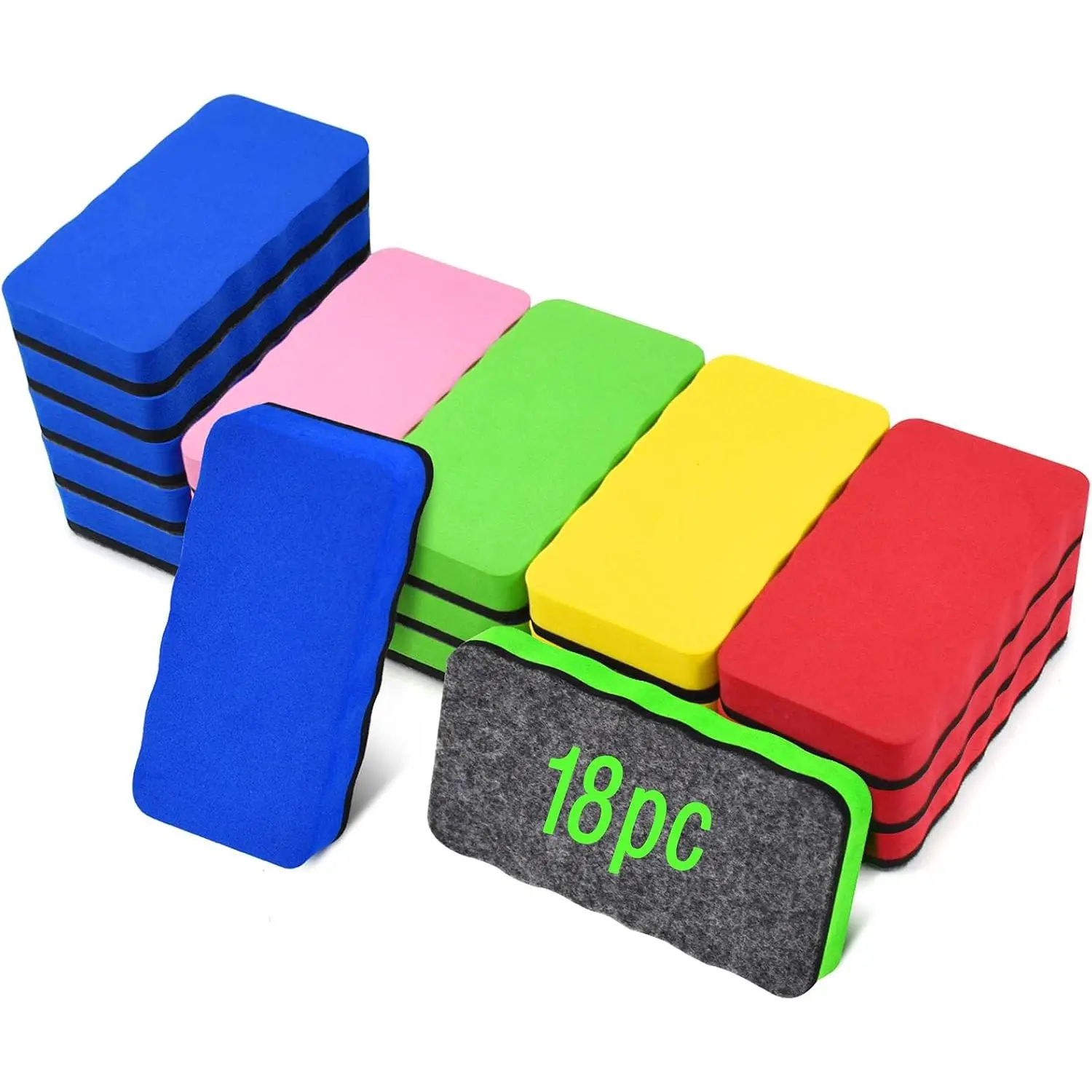 Dry Erase Erasers,  18 Pack  Whiteboard Dry Erasers Chalkboard Cleaner Wiper for  and Classroom Teacher Supplies  and Office, 5 Colors