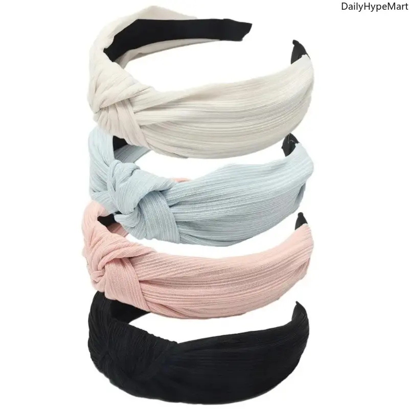 4 Pack Chic Knotted Headbands for Women, Wide Solid Color Fabric Hair Accessories for Adults, Fashion Gift Set, Fashion Headband, Chic Headbands