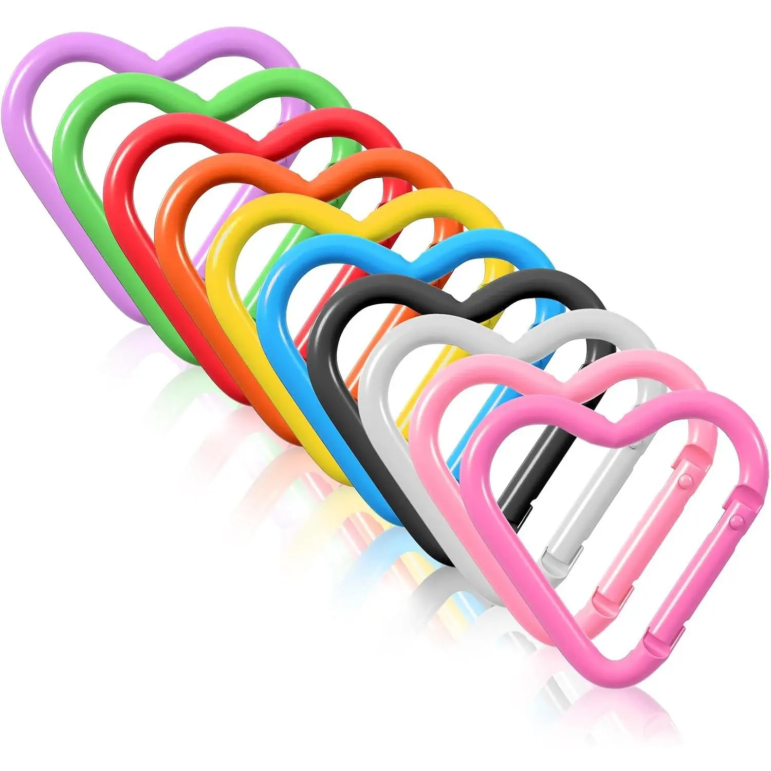10 count Cute Heart Carabiner Heart Shape  Clips Small Carabiner Clips Mini Snap Hooks for Hiking Camping Fishing Traveling Key Chain Clip Accessories