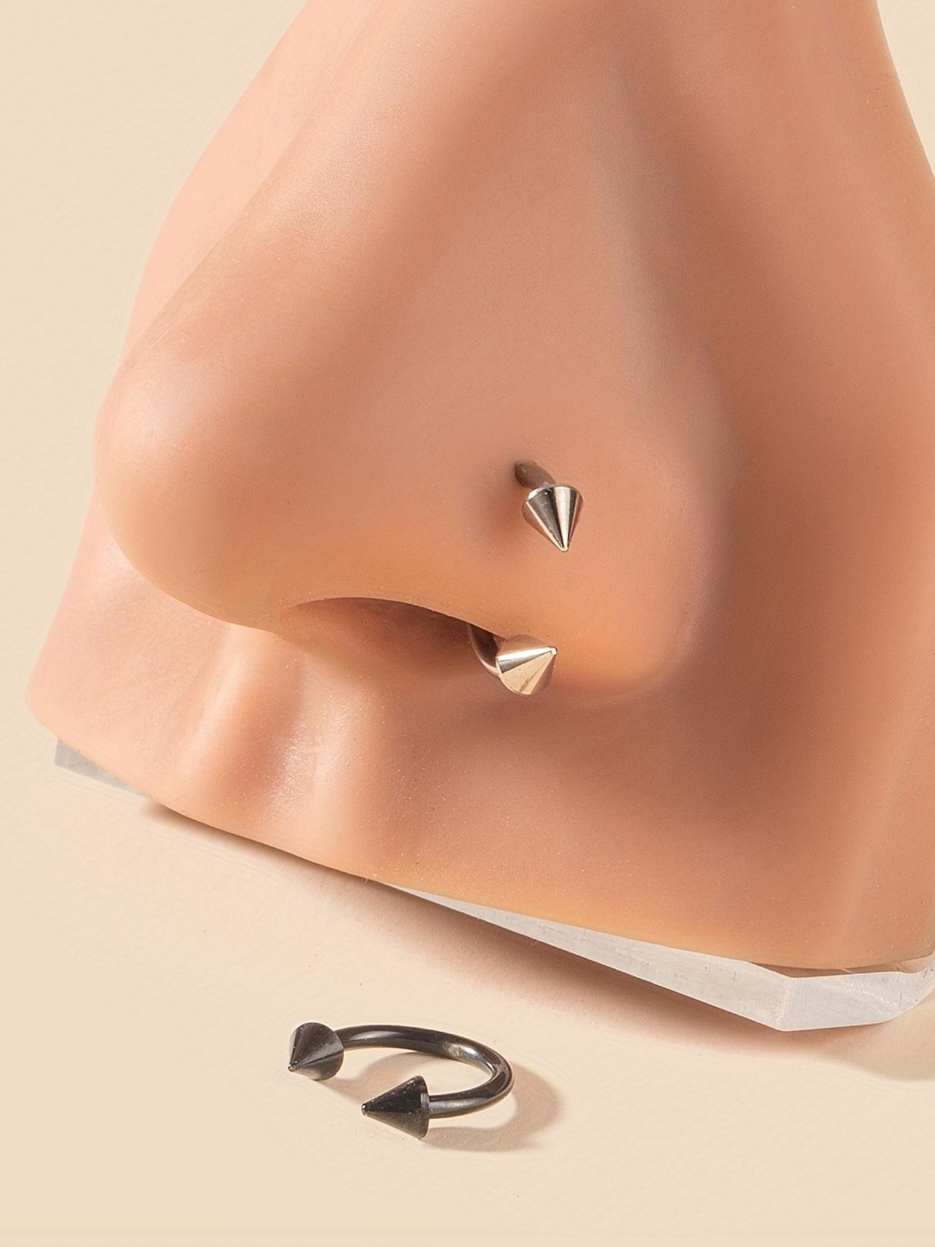 Punk Style C-shaped Nose Ring (2pcs), Stainless Steel Pierced Nose Ring for Women & Men, Fashion Jewelry for Party, Daily Clothing Decor, Trendy All-match & Exquisite Jewelry for Birthday Gift, Nose Piercing Jewelry